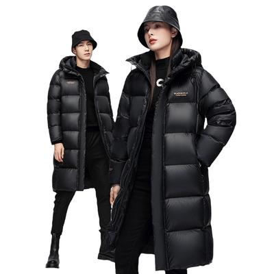 Длинная черная золотая куртка-пуховик для парного стиля, утепленная, для экстремально низких температур, зимняя, новая, длинная куртка-пуховик для мужчин и женщин