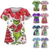 Women's Christmas Printed Work Clothes With Skew Collar And Double Layer Pocket Basic Tops Pullover