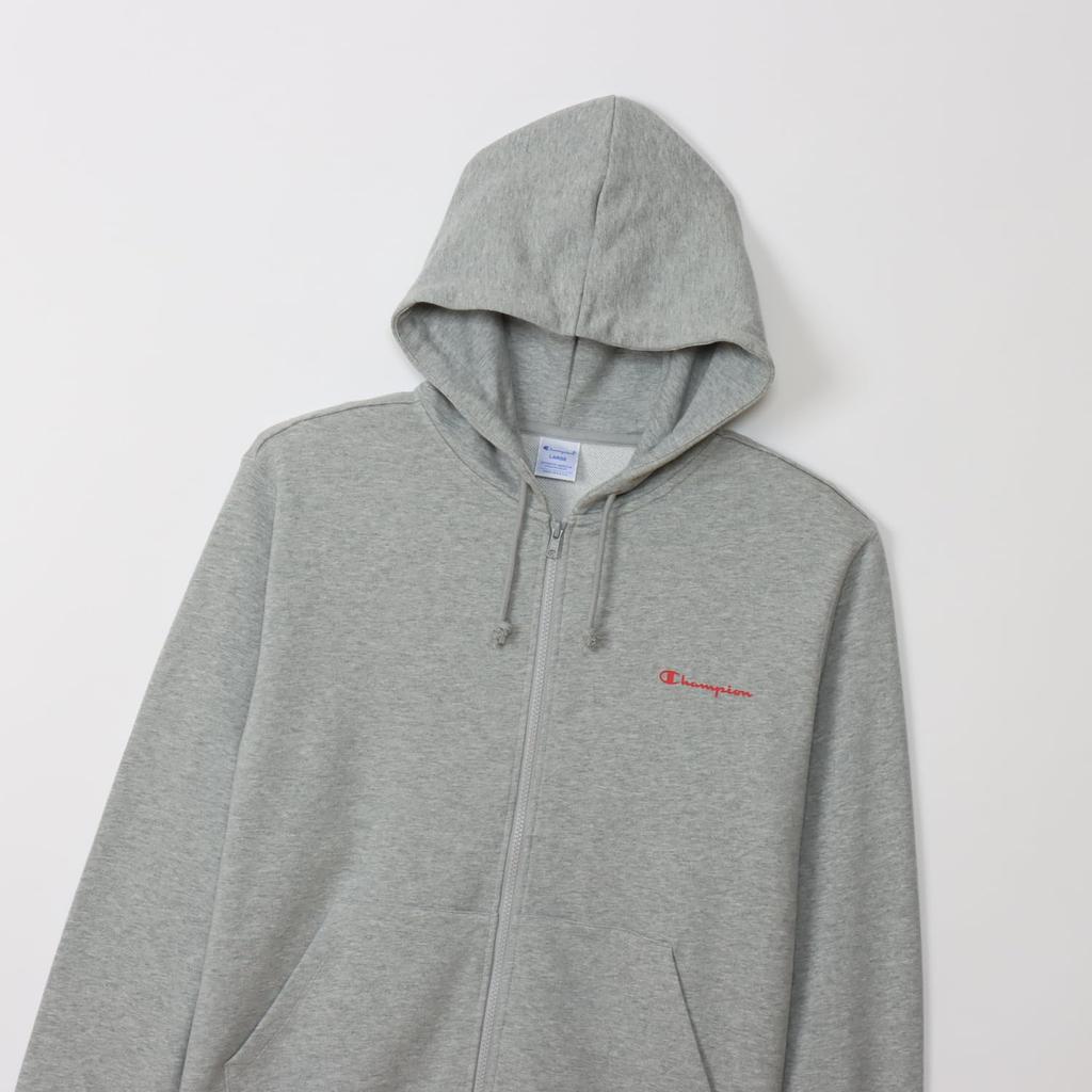 Толстовка с длинным рукавом из флиса, ХЛОПОК, США, графический логотип, принт, молния, капюшон, толстовка, базовая, оксфорд, серая [Champion] C3-A106, мужская