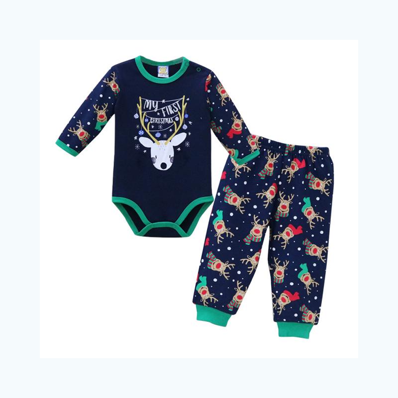 Комплект хлопковой одежды для новорожденных мальчиков и девочек, комбинезон, брюки, 2 шт./компл., спортивная одежда, комбинезон на кнопках, теплая рождественская одежда из двух предметов