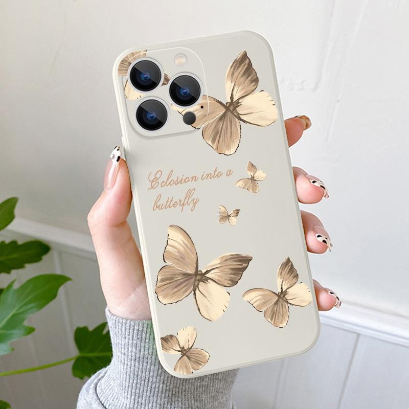 Мягкий чехол для телефона с узором бабочки для iPhone 16 17 15 Pro Max 14 13 12 11 Samsung S26 S25 S24 S23 FE S22 Ultra A54 A55 A56 A57 Ударопрочный TPU чехол