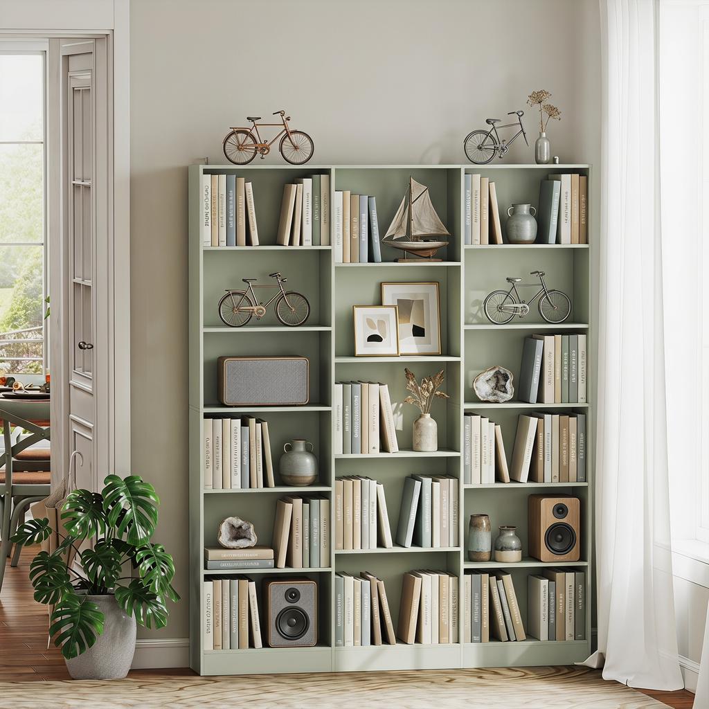 Bookcase with 17 Compartments 6-Tier 149 x 23.6 x 188 cm Light Green