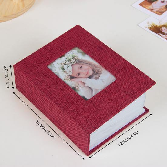 Фотоальбом Льняная обложка Фотоальбом с передним окошком 100 фотографий 4x6 Вставные фото