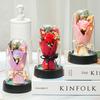 1 Set Valentine'S Day Christmas Home Decor Gift Everlasting Rose Led Acrylic Dome Bouquet Romantic Illuminated Ornament