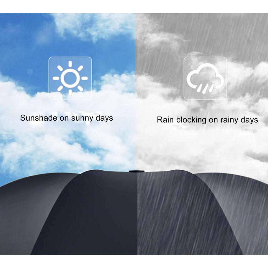 Automatic Umbrella for Men Women Dualuse Foldable Rain Sun Umbrella with Black Coating for Sun