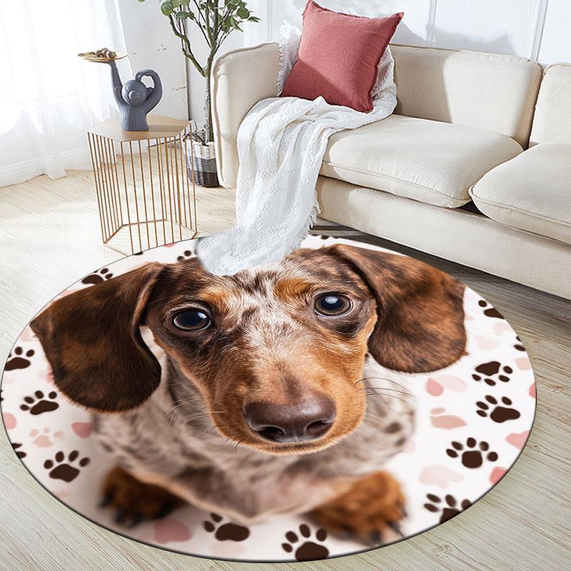 Corgi pattern round rug,Carpet Rug for Living Room Bedroom Playroom ,Non-slip Floor Mat,Holiday Gifts and Birthday Gifts.