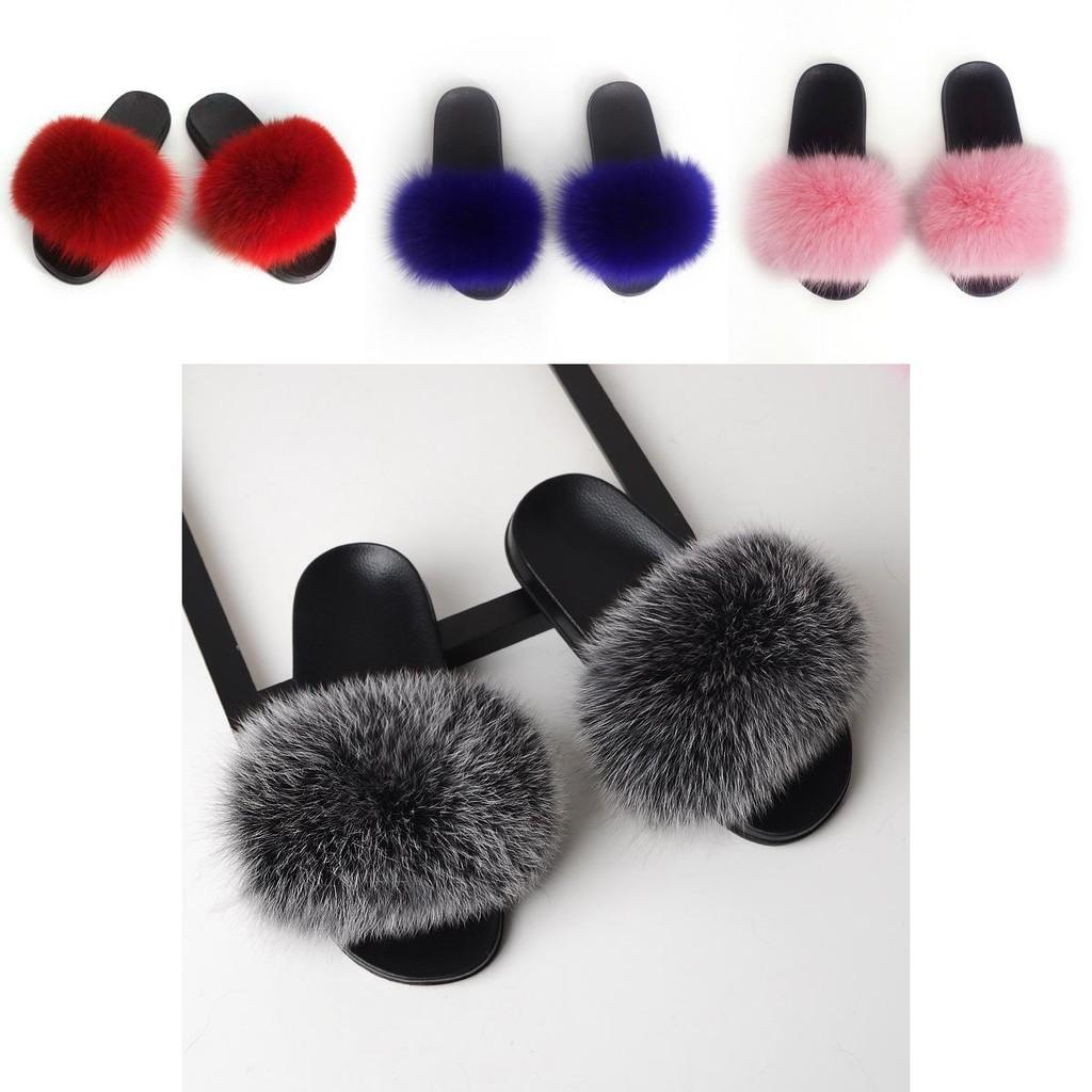 Elegant And Comfortable Women's Girls' Fur Slides With Soft Fuzzy Furry Slippers