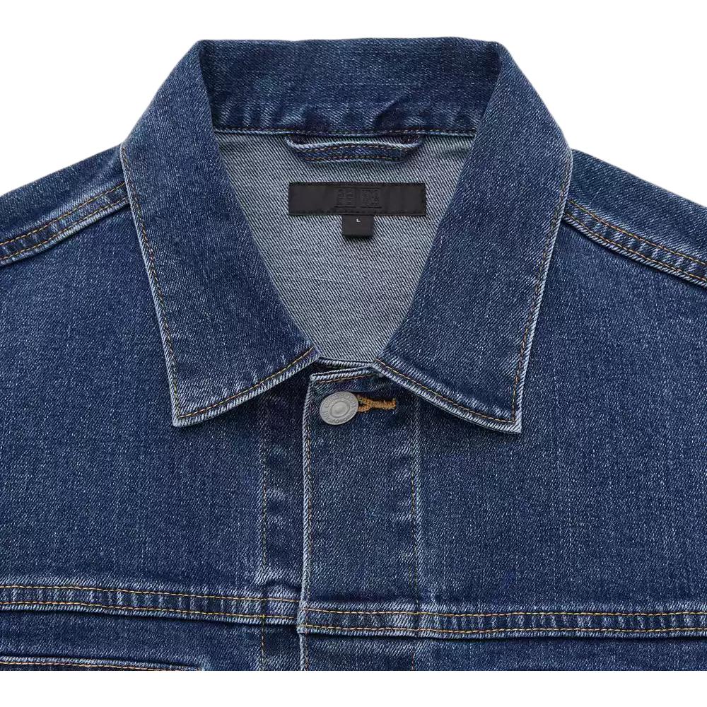 Uniqlo Однотонная джинсовая куртка с длинным рукавом Унисекс куртки Синий 444552-68