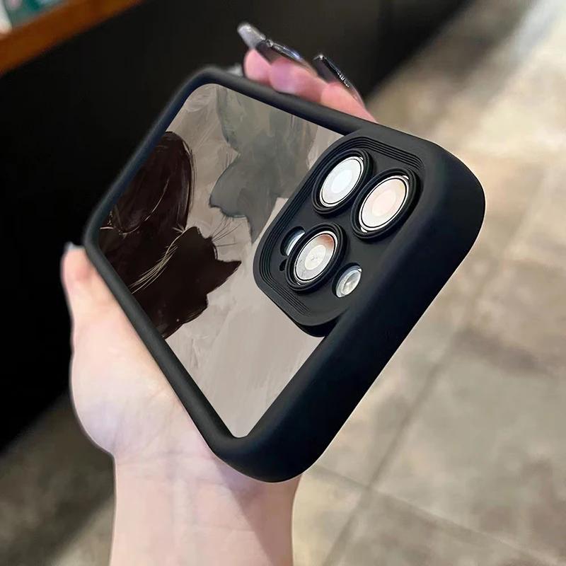 Масляная живопись дизайн кошки Чехол для телефона iPhone 15 Pro Max 11 12 13 16 14 Plus Мягкий силиконовый защитный чехол