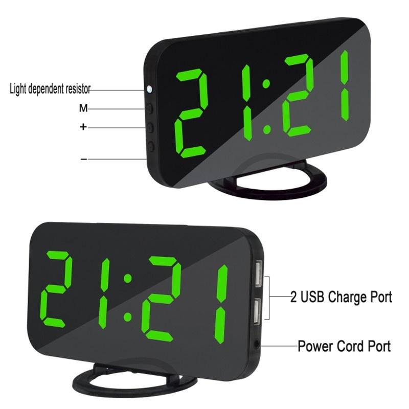New Creative Mobile Phone Charging Mirror Electronic Snooze Alarm Clock LED Display