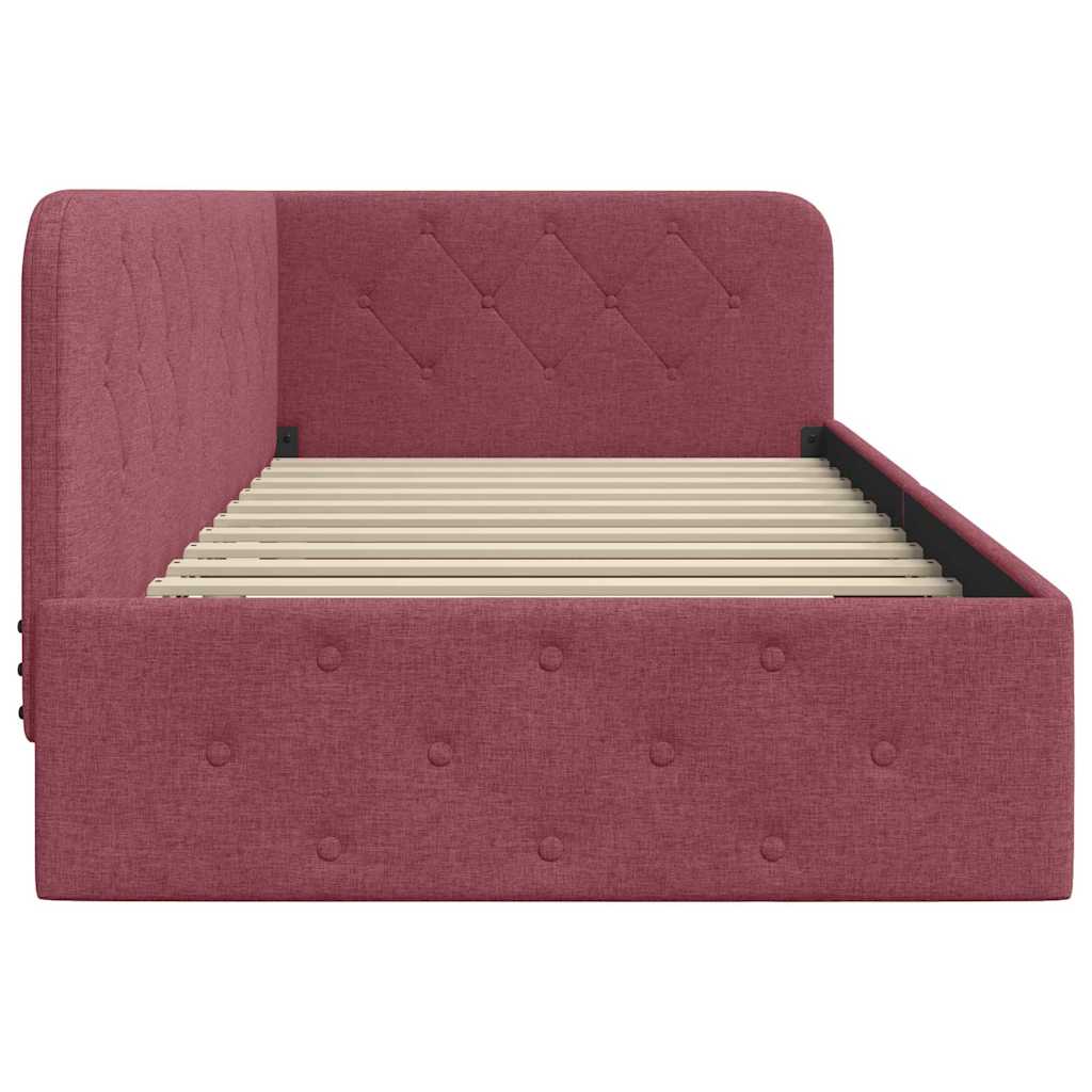 Corner Bed Frame Burgundy 90 x 190 cm Fabric