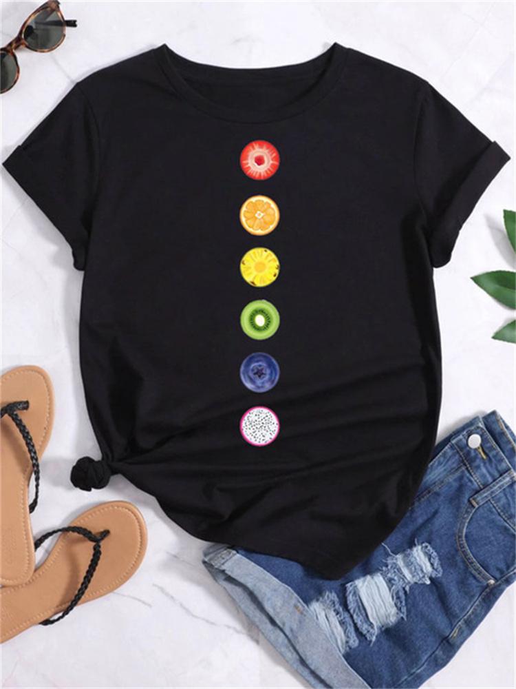 Maycaur Новая летняя забавная женская футболка с принтом арбуза и фруктов Harajuku Белые футболки с рисунком повседневные женские топы женская одежда