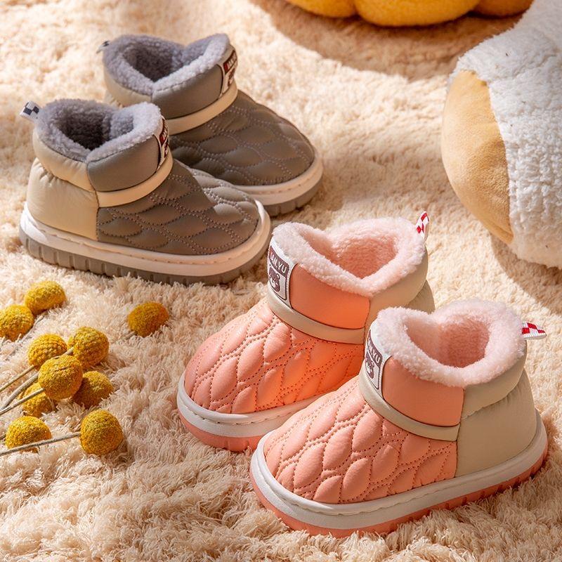Детские хлопковые туфли зимние утолщенные ПУ кожаные водонепроницаемые домашние хлопковые тапочки противолыжные ботинки для мальчиков и девочек