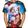 Рождественский кот с Рождеством!!! Мужская/женская рождественская 3D футболка унисекс, индивидуальные топы с короткими рукавами