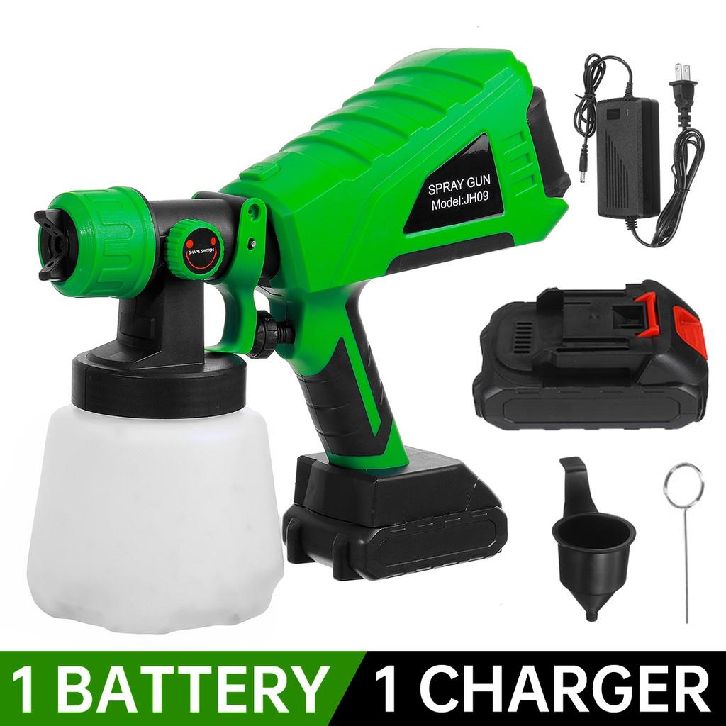 Беспроводной электрический распылитель краски, пистолеты-распылители, 1000 мл, 2 батареи, насадка для аэрографа, регулируемое автомобильное распыление, 800 Вт для батареи 18 В