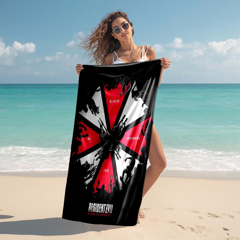 proof beach towel with resident Evil pattern - soft,absorbent,quick-drying,machine washable - perfect for swimming,camping,bathing