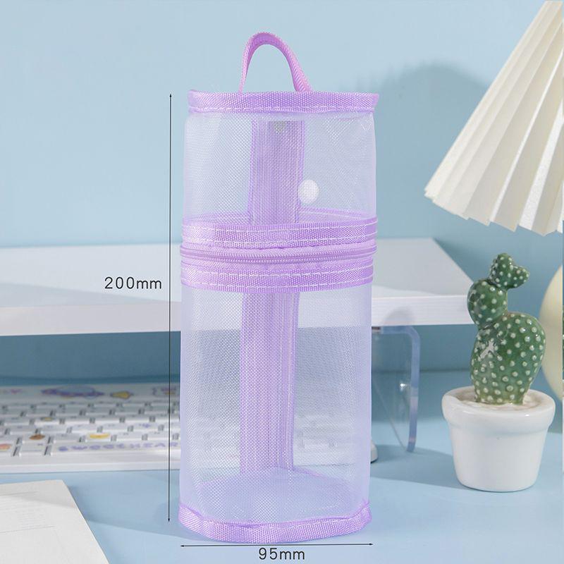 Портативная сетчатая сумка для хранения кистей для макияжа двойного назначения, большая вместимость, стоячий мешочек, удобный для путешествий, простой чехол-держатель для кистей