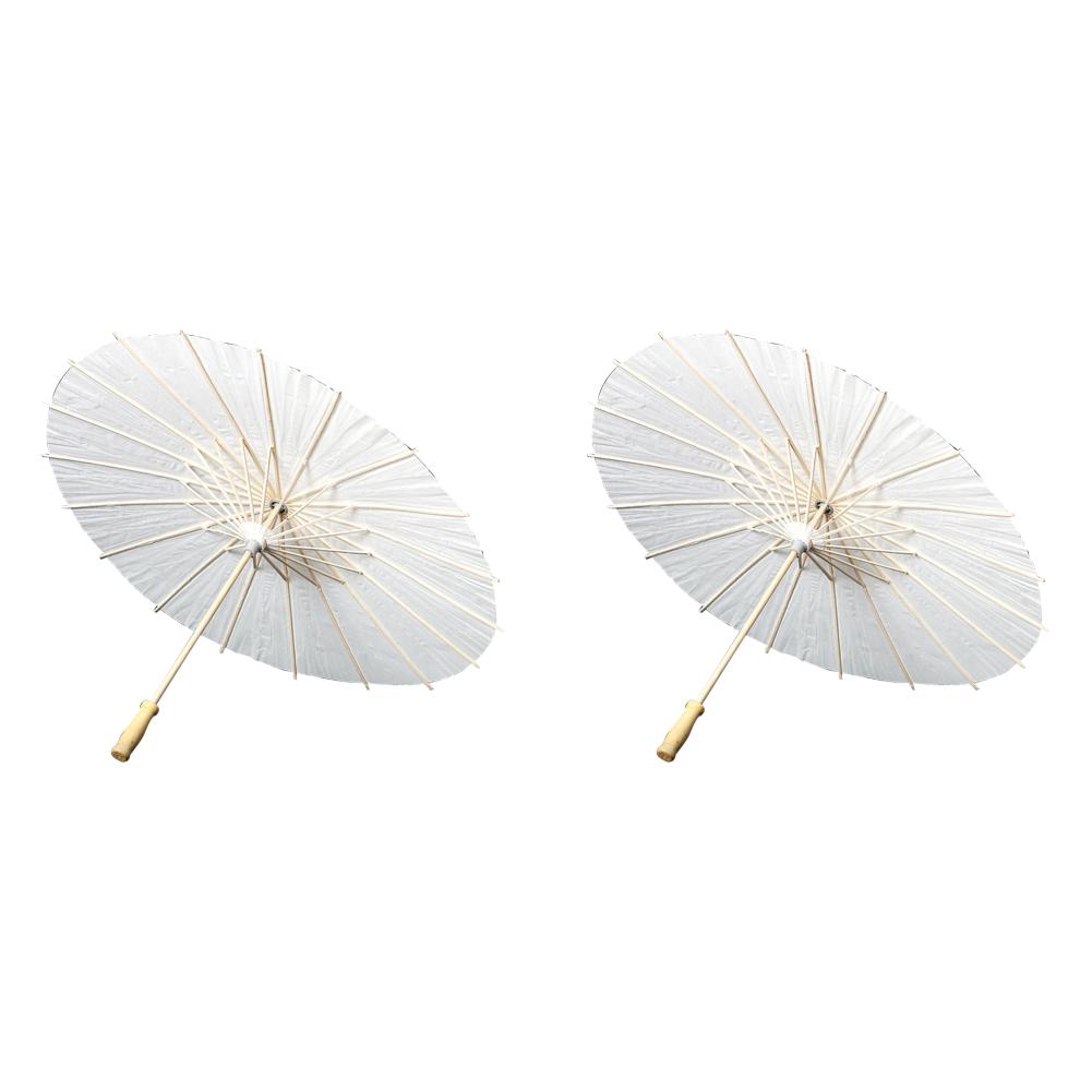 Зонтики из промасленной бумаги 60 см, китайский зонтик из белой бумаги с деревянной ручкой, зонтик от солнца, реквизит для деревенской фотографии для вечеринки, свадьбы