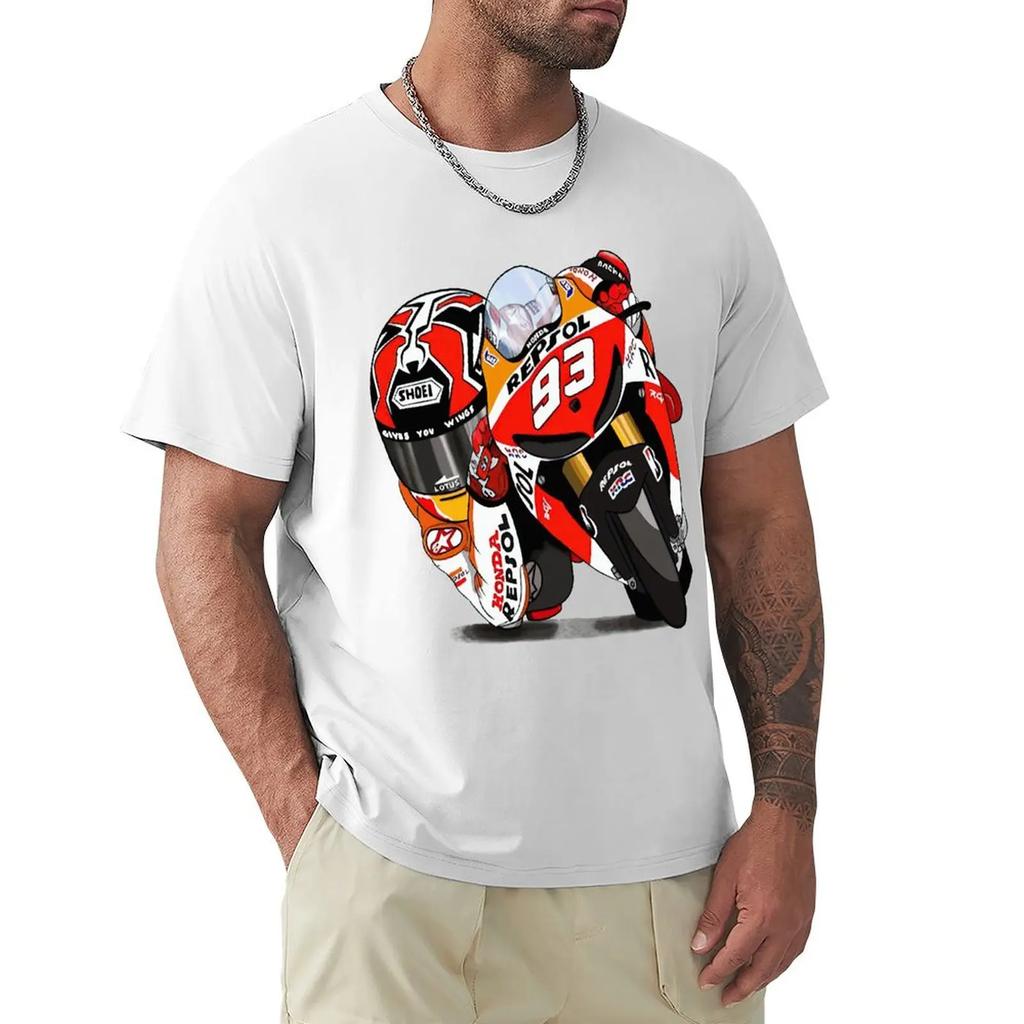 Футболка Marc Signature 93 MOTO Футболка Harajuku с коротким рукавом 100% хлопок Графика Футболка Топы