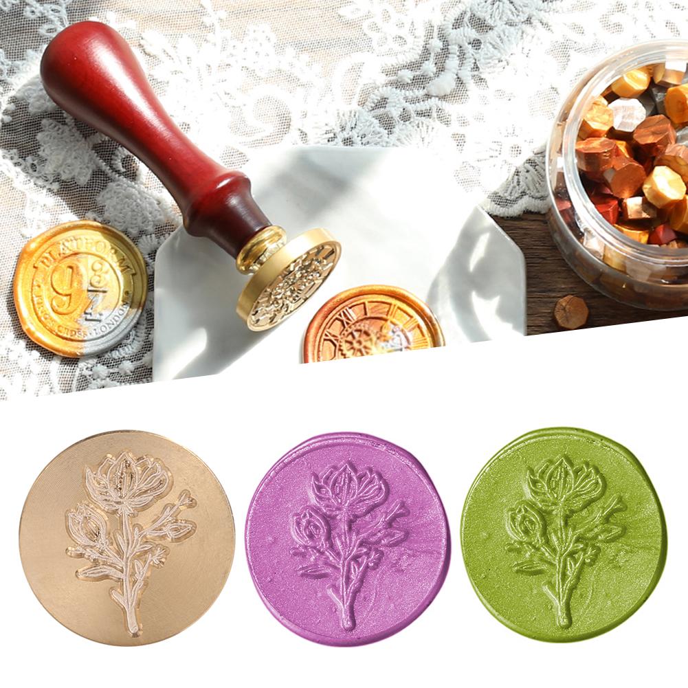 Специальный штамп для замены головы, винтажная огненная краска, растительный цветок, круглый сургуч для приглашений, скрапбукинга