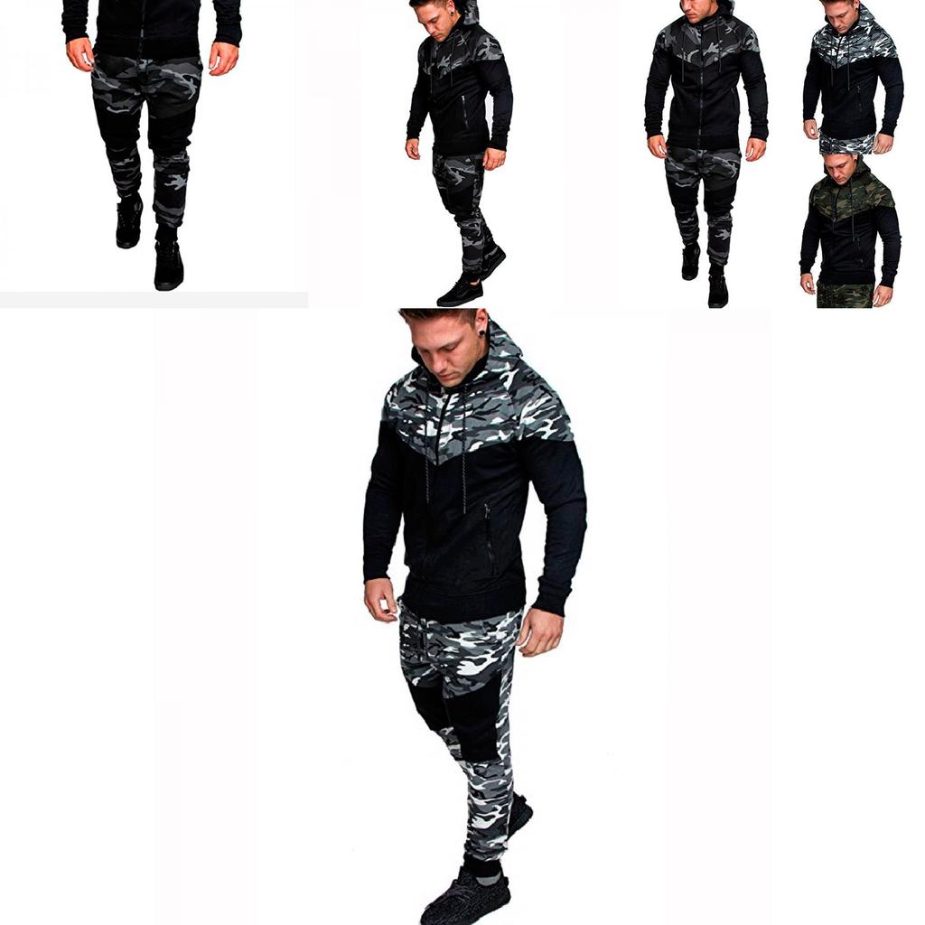 High-quality Mens Slim Hoodie Camouflage Sweatshirt Coat Jacket Outwear Tops Trousers Pants With Durable And Comfortable Design