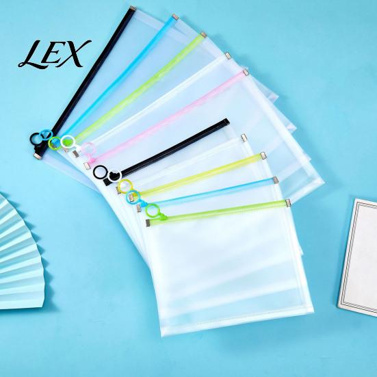 Waterproof File Envelope A4 Transparent Document Bag with Zipper, PP Folder, Durable Tear Office Filing Organizer Resistant Plastic Storage Pouch for