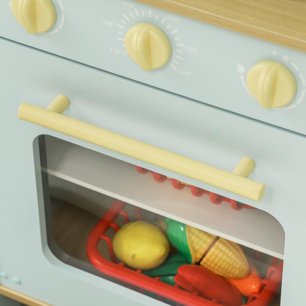 Pretend Play Kitchen, Kids Kitchen Playset with Light & Sound Stove, Turning Knobs, Cooking Accessories