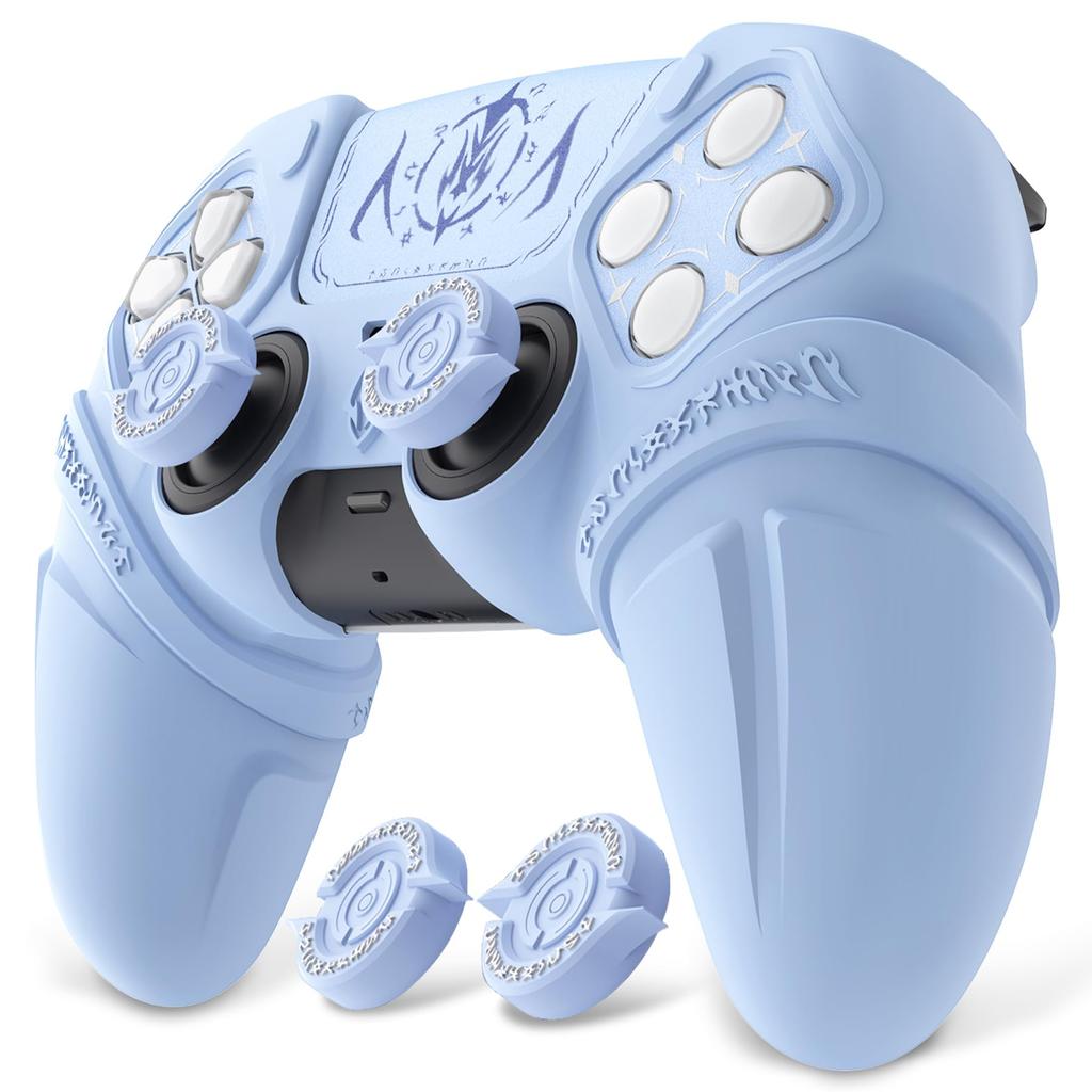 Силиконовый чехол PlayVital Runes Edition для сенсорной панели с наклейкой на упор для большого пальца и крестообразной клавишей совместим с оригинальной зарядной подставкой PS5 с чехлом