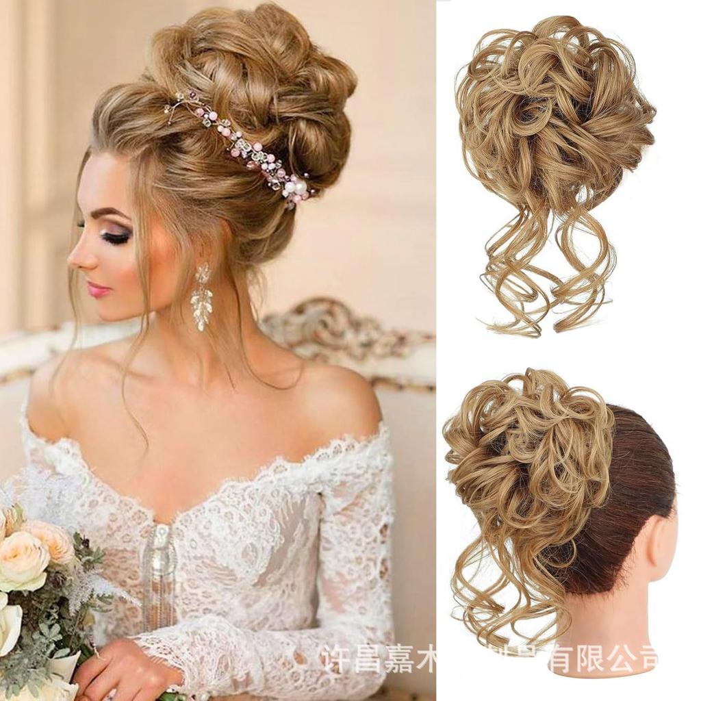 Эластичный пушистый небрежный пучок-повязка на голову