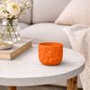 Orange Easter flowerpot with rabbits, decorative spring cover