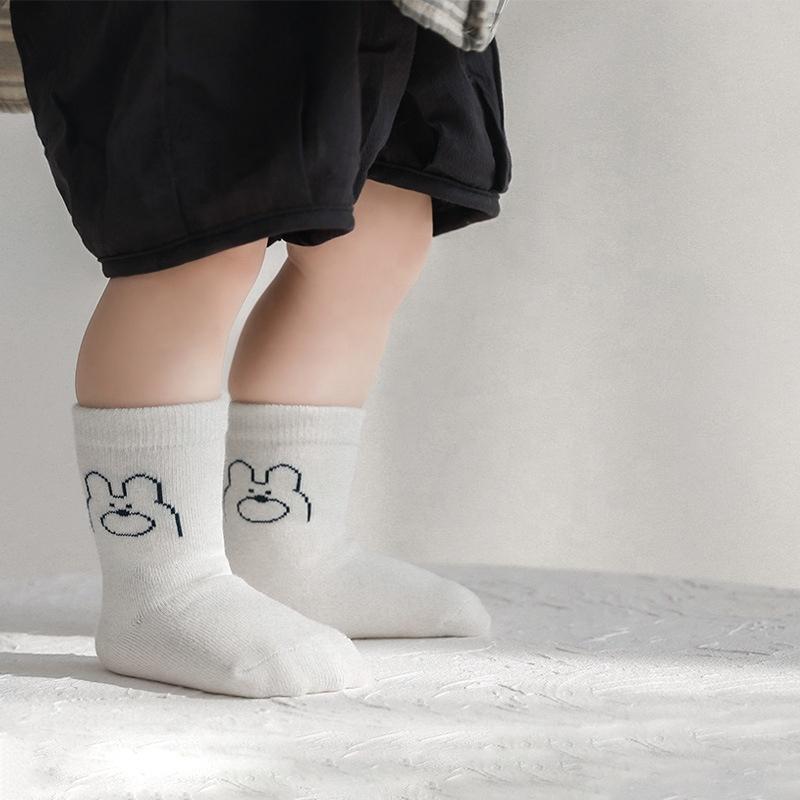 2023 5 Pairs Set Breathable Organic Cotton Crew Socks Cute Design for Infant Baby Kids Boys and Girls