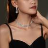 Temperament Luxury Shiny Rhinestone Necklace Earrings Two-piece Set, High-end Bridal Jewelry Set
