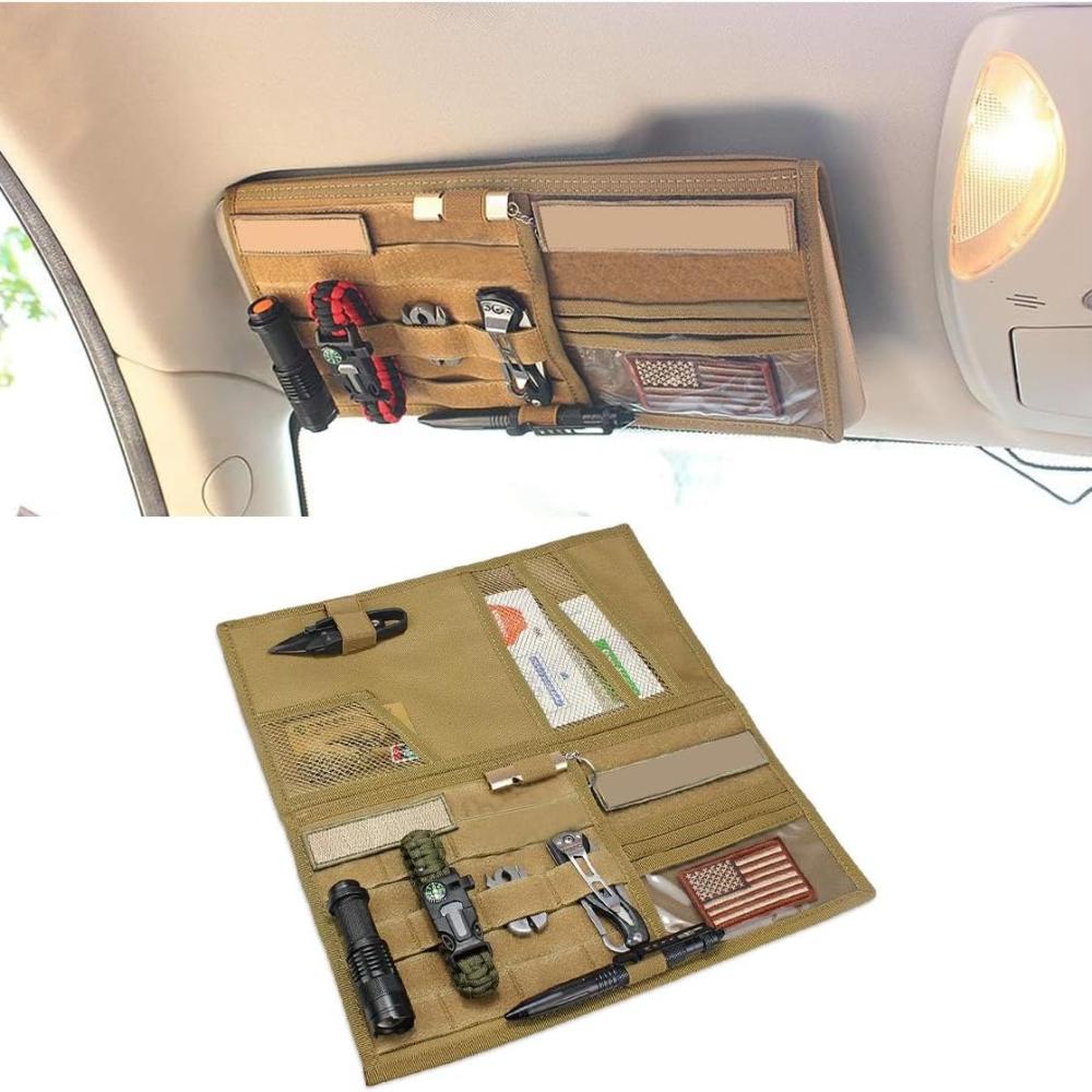 Tactical Car Sun Visor Organizer, Large Molle Sun Visor Storage Bag Holder, Vehicle Sun Visor Storage Bag