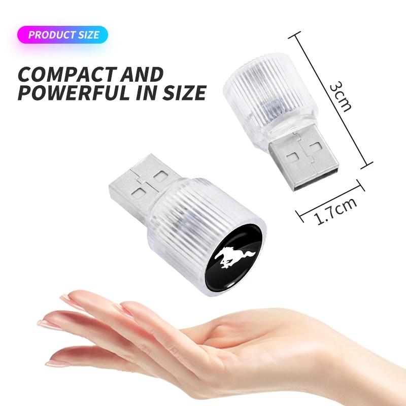 Car Sticker Ford Mini USB LED Car Light Auto Interior Atmosphere Light For Ford Mustang 2005 2006 2007 2008 2009 2016 GT Mach-E