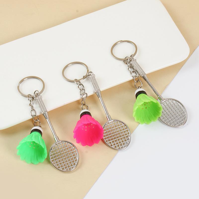 Mini Alloy Badminton Racket Keychain Pendant - Promotional Gift Toy