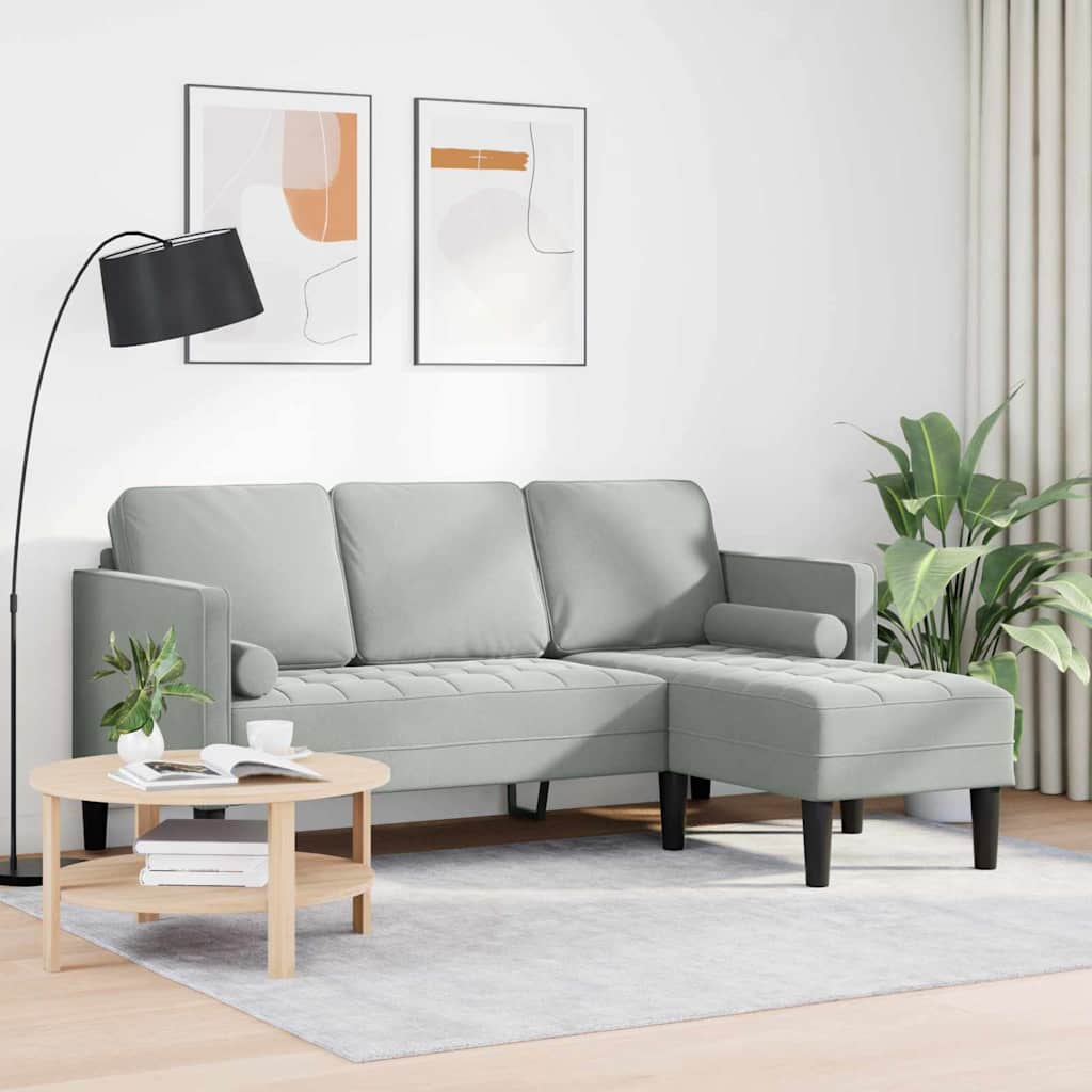 Sofa Set with Cushions Light Grey Polyester