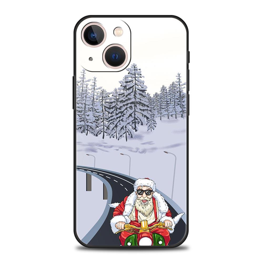Рождественский Новый год Чехол для телефона для iPhone Apple 15 14 13 12 11 Pro Max Mini 7 8 Plus XR XS X SE 2020 Черный силиконовый чехол