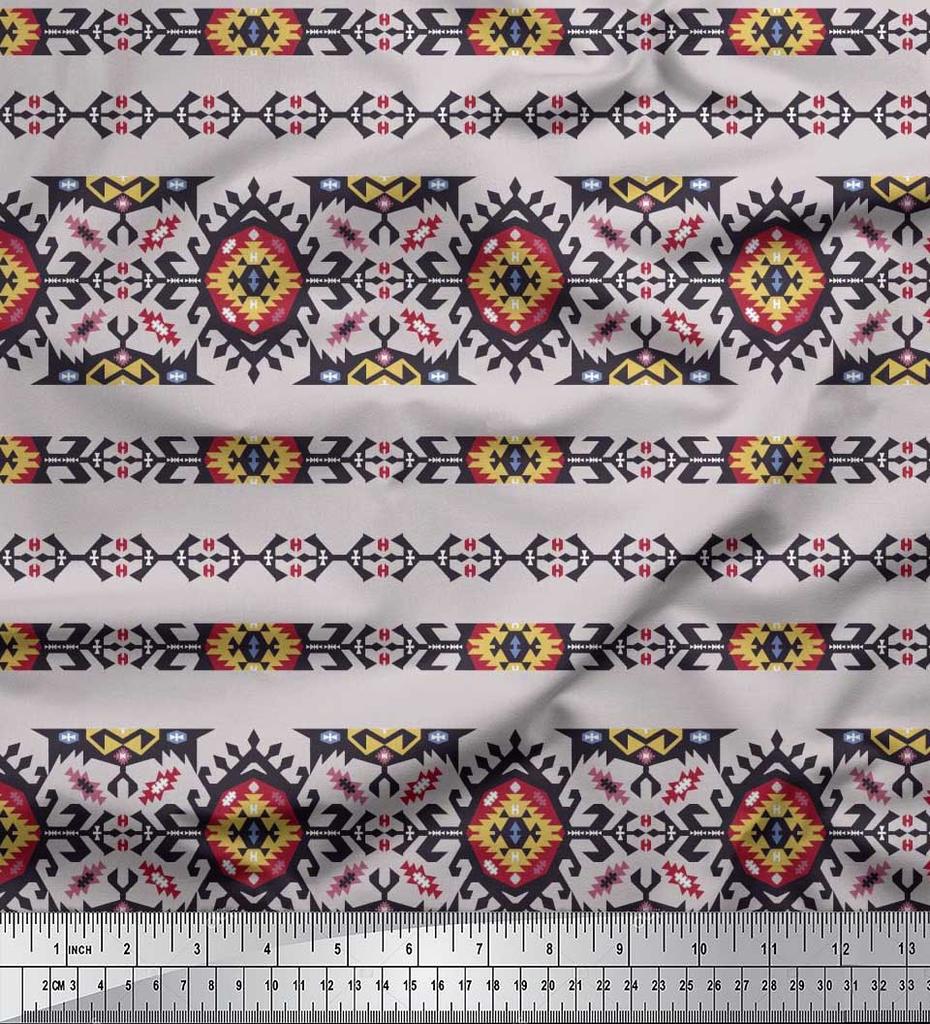 Soimoi Японская креп-сатиновая ткань Ацтекская юго-западная печатная ткань 1 метр 42 дюйма