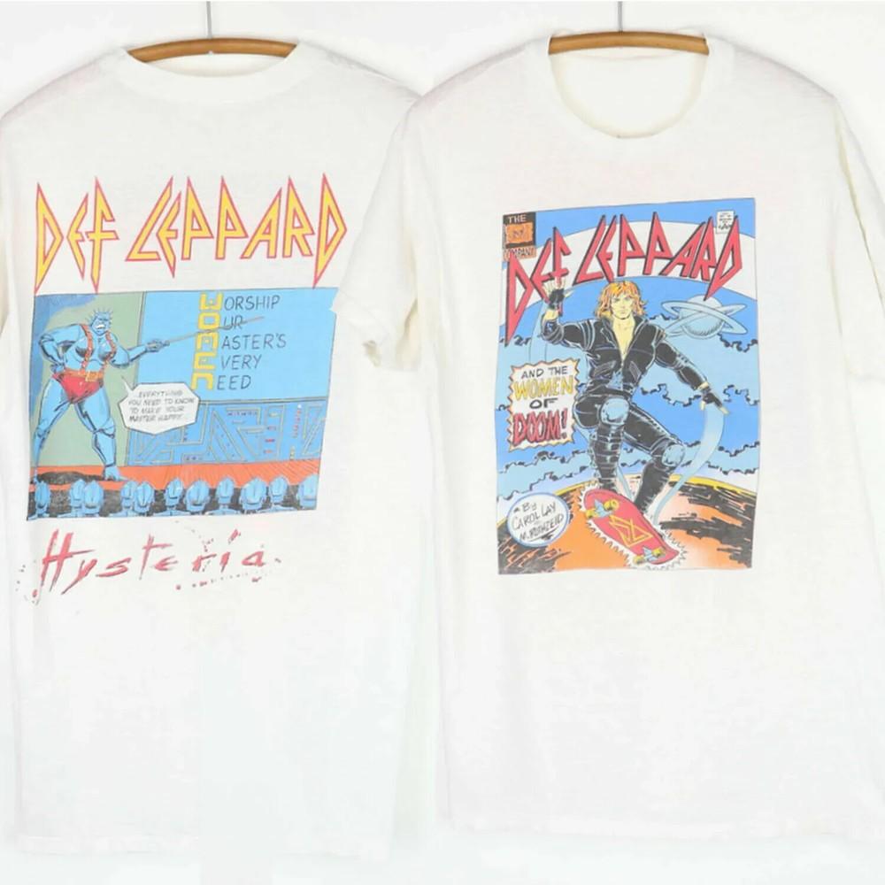 Винтажная 1987 Def Leppard Hysteria Women Of Doom Tour Концертная футболка Топы футболки Мужская Женская