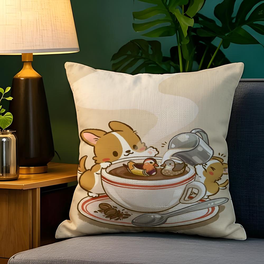 Cute cartoon animal girl decor  Pillow Case Natural Linen Pillow Case DoubleSided Decor Sofa Pillowcase Home Decor