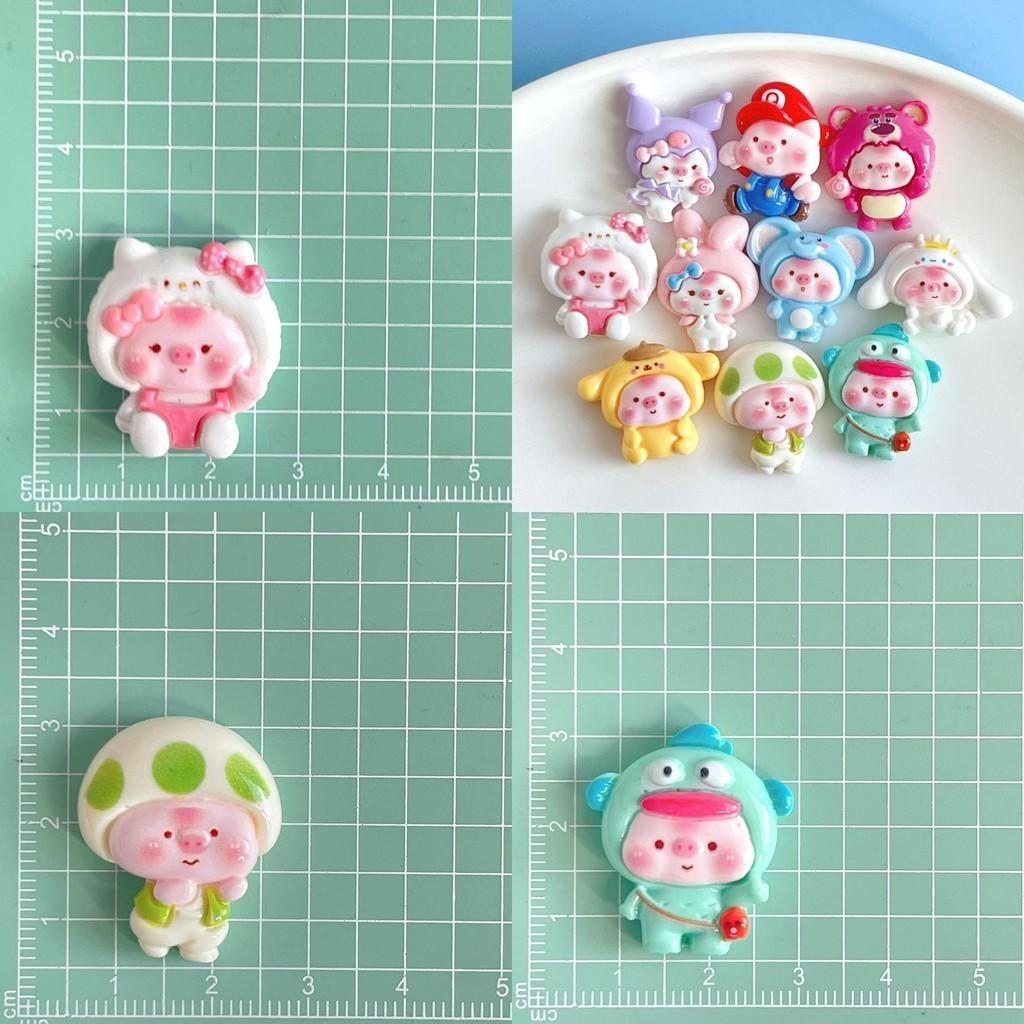 Милые мультяшные свинки, смоляные аксессуары для DIY чехлов для телефонов и аксессуаров для волос, крем-клей