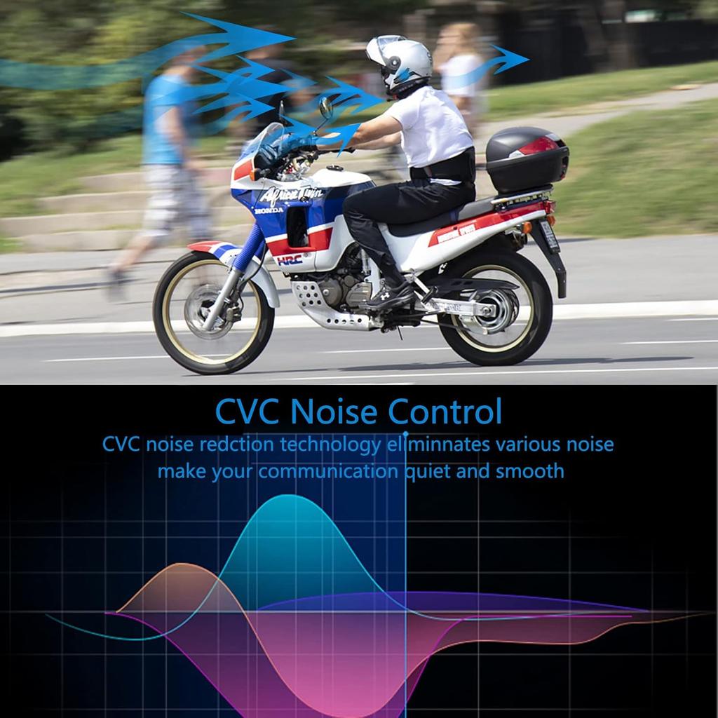 E1 Motorcycle Bluetooth 5.0 Helmet Intercom Headset + Waterproof IPX6 + 2 Riders + 1000M Range + Hands-Free Music for Outdoor Riding