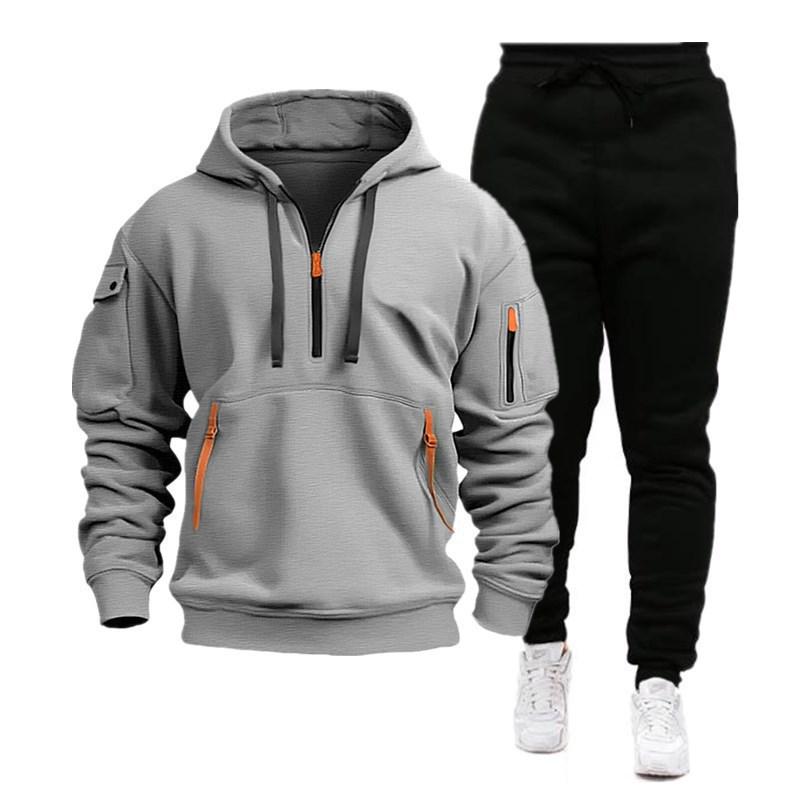 Men's 2025 Spring/Autumn Sportswear: Zippered Hoodie & Sweatpants Set