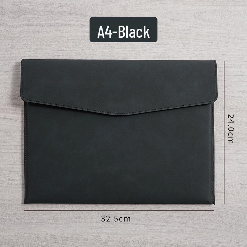 A4 Waterproof Business Leather Document Bag, Thickened File & Contract Holder, Customizable with Logo