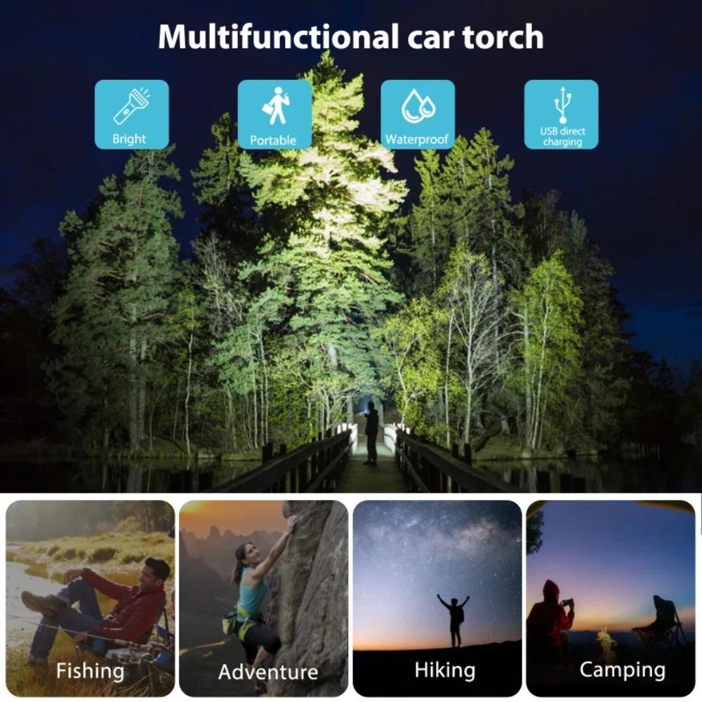 Сверхяркие перезаряжаемые светодиодные фонари Молоток безопасности для автомобиля, Многофункциональный автомобильный фонарь Свет для разбивания автомобильных окон
