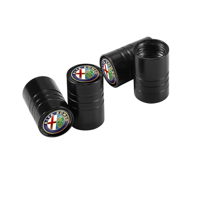 Hub Caps 4Pcs Styling Tire Valve Caps Metal Car Wheel Tire Valve Caps For Alfa Romeo 4C 159 Spider Giulia Giulietta 156 Tonale M CVP1