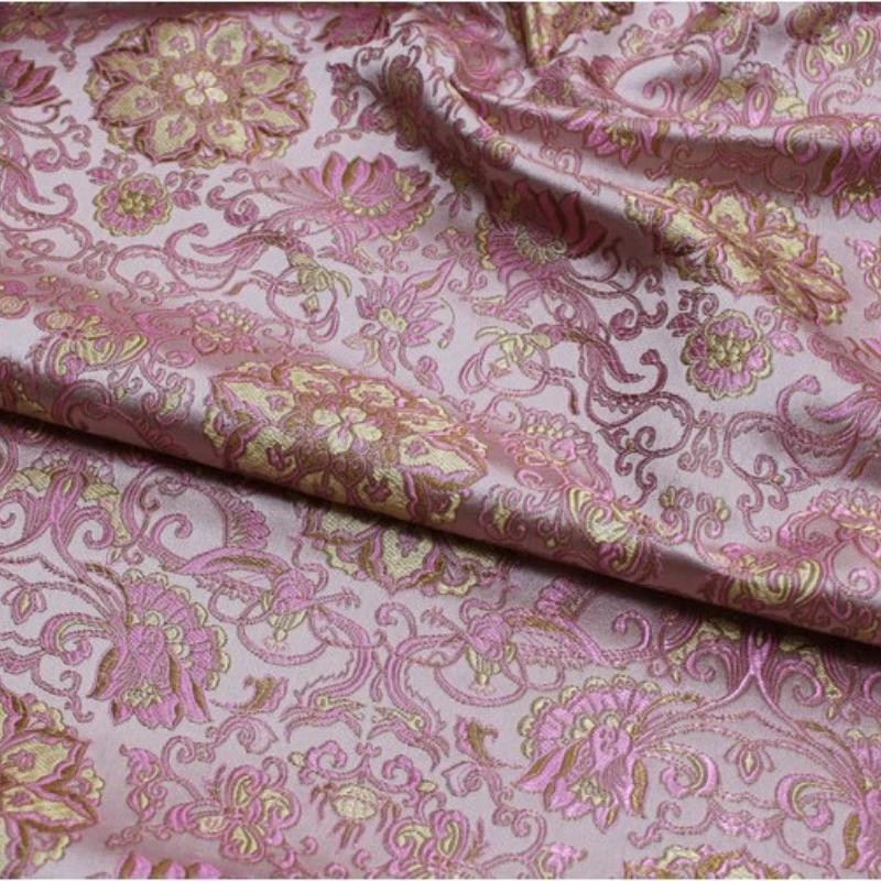 75x100cm Jacquard Floral Style Damask Silk Satin Brocade Fabric Costume Upholstery Furniture Curtain Clothing Material