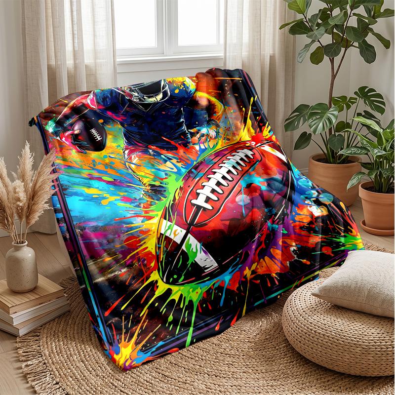 Football Artwork Energy Theme blanket Lightweight Warm Flannel Blanket Decorative Throw Blanket for Home Decoration
