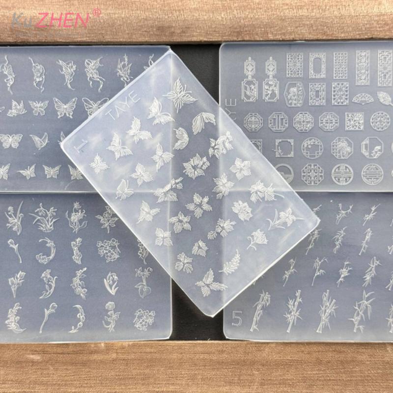 1 шт. Бабочка Цветок 3D Силиконовая Форма для Нейл-арта DIY Винтажная Цветочная Рамка Цветочный Дизайн Прозрачный Рельефный Шаблон Маникюрные Инструменты