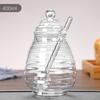 Glass Honey Jar Glass Honeycomb Tank Kitchen Tools Honey Storage Container with Dipper and Lid Honey Bottle for Party Kitchen